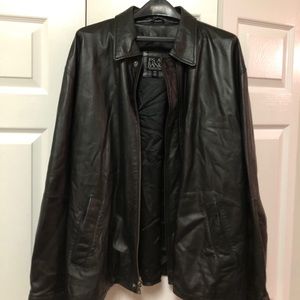 Men’s Black Leather Bomber Jacket
